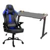 Advwin Gaming Office Desk 120cm LED Light & Gaming Chair Black & Blue