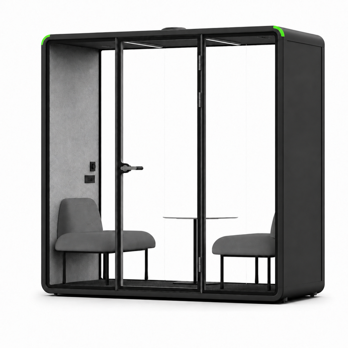 Focuspod Team Acoustic Office Pod — 2 Person Soundproof Rectangular Meeting Booth (black)