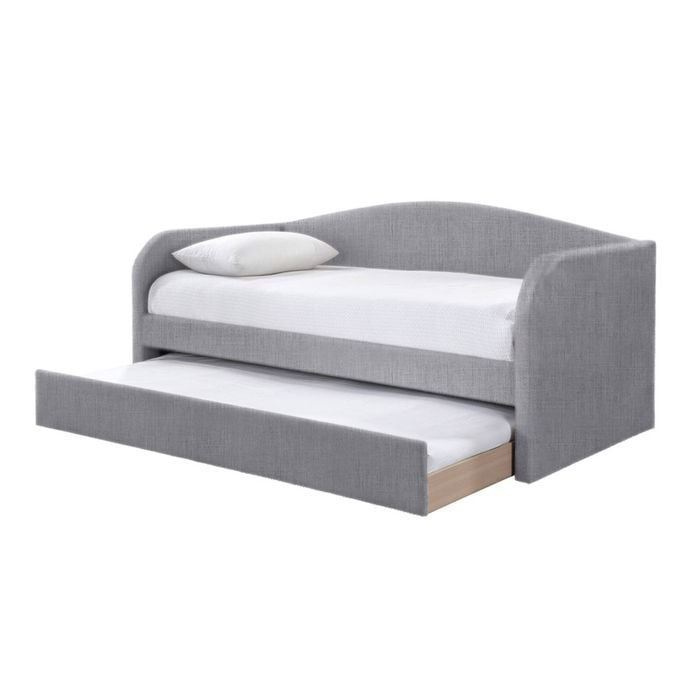 Macy Day Bed With Trundle Dark Grey Fabric