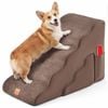 Costway 2-in-1 Dog Steps Foam Pet Ramp W/pet Hair Remover Brown