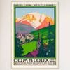 Galrie Combloux France Vintage Ski Art Poster - Charming Travel Décor Wall Art, Wood Frame, A4 21 x 30cm (8 x 12inch)