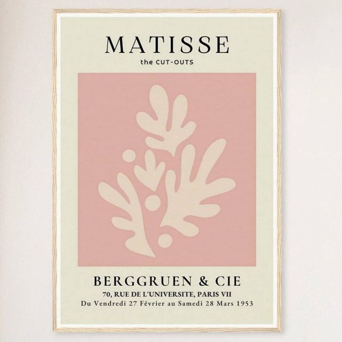 Galrie Henri Matisse Vintage Pink Exhibition Print from Berggruen & Cie, Wood Frame, A1 60 x 84cm (23 x 33inch)