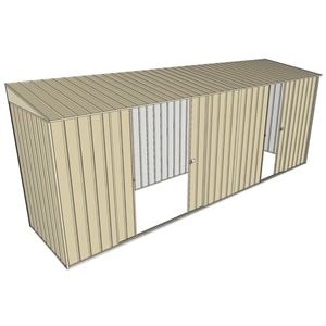 Build-A-Shed 1.2 x 5.2 x 2.0m Skillion Double with Single Sliding Side Doors Shed - Cream