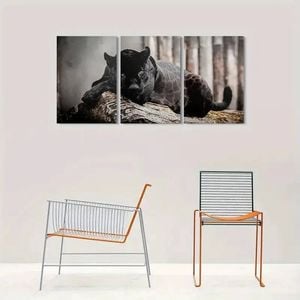 3pcs Black Panther Modern Animal Print 100% Australian Made 3 x 40x60cm (Metal Print)