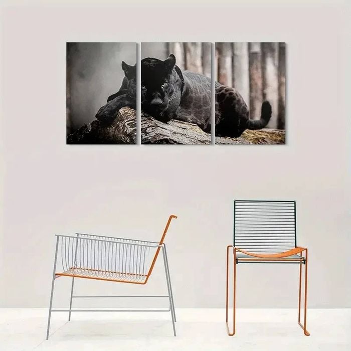 3pcs Black Panther Modern Animal Print 100% Australian Made 3 x 40x60cm (Metal Print)