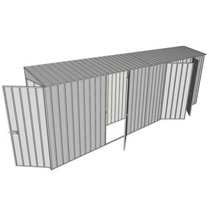 Build-a-Shed 0.8 x 6 x 2m Hinged Door Tunnel Shed with Double and Single Hinged Side Doors - Zinc