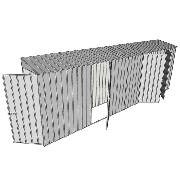 Build-a-Shed 0.8 x 6 x 2m Hinged Door Tunnel Shed with Double and Single Hinged Side Doors - Zinc