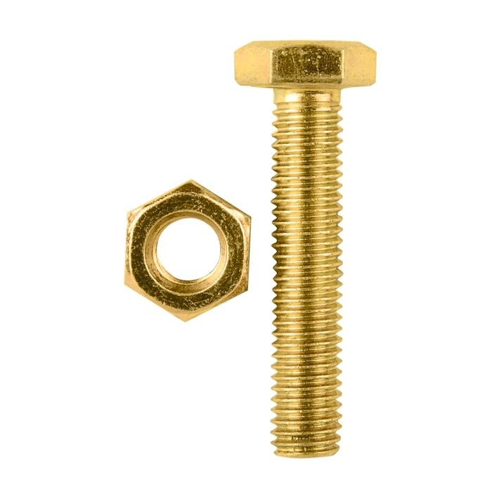 Pinnacle M10 x 50mm Yellow Zinc Hi Tensile Hex Bolt And Nut - 4 Pack