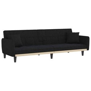 vidaXL Sofa Bed Guest Sleeper Sofa Couch Bed with Cup Holders Black Fabric