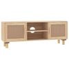 vidaXL Solid Wood Pine TV Cabinet Brown Natural Rattan Entertainment Unit