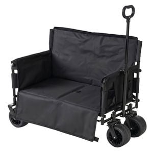 Outdoor360 2-in-1 Black Foldable Camping Wagon With Seat Mode Max 200kg, 107cm