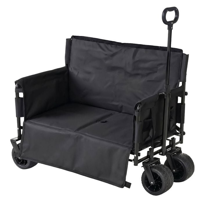 Outdoor360 2-in-1 Black Foldable Camping Wagon With Seat Mode Max 200kg, 107cm