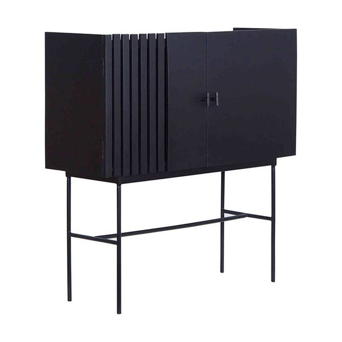SHANTI 120cm Tall Sideboard Solid Acacia Wood Modern Furniture - Black