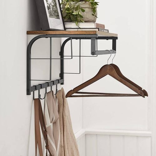 VASAGLE Wall Mounted Coat Rack Rustic Brown and Black Bunnings Australia