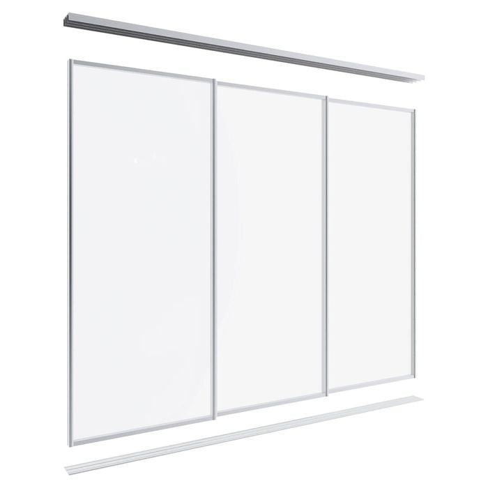 Lugna 2100 x 1801-2700mm Clear Anodised Optiglass Panel Wardrobe Triple Sliding Doors