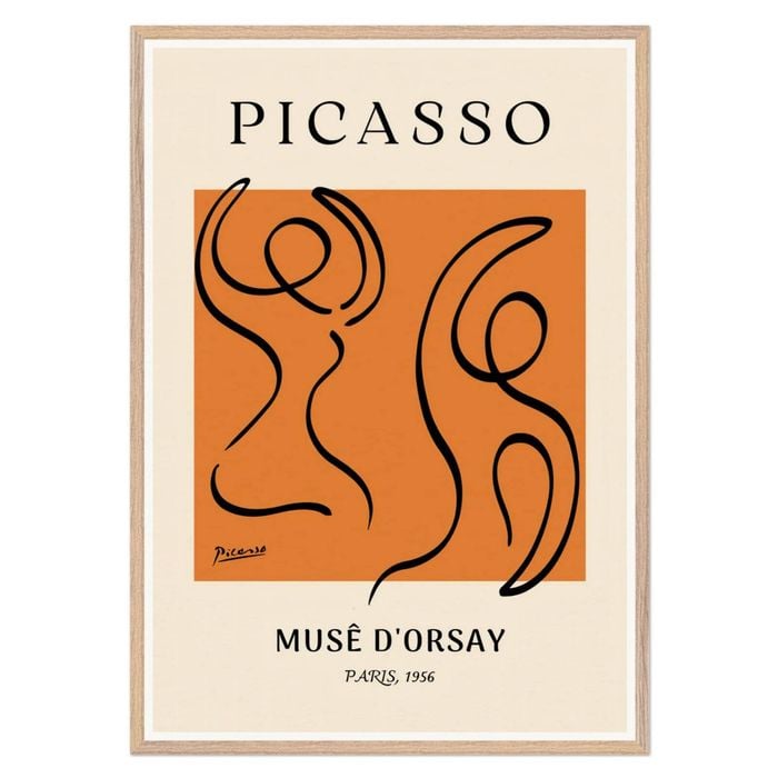 Picasso's Minimalist Line Art Print - Elegant 1956 Musee d'Orsay Artwork, Wood Frame, A2 42 x 60cm (16 x 24inch)