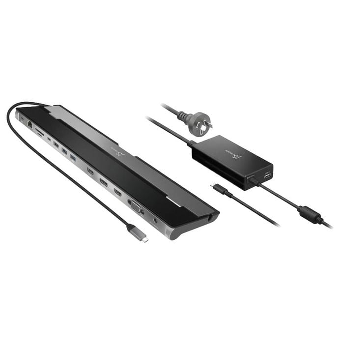 J5create Usb-c Triple Monitor Extender Docking Station W/ 100w Pd Adapter