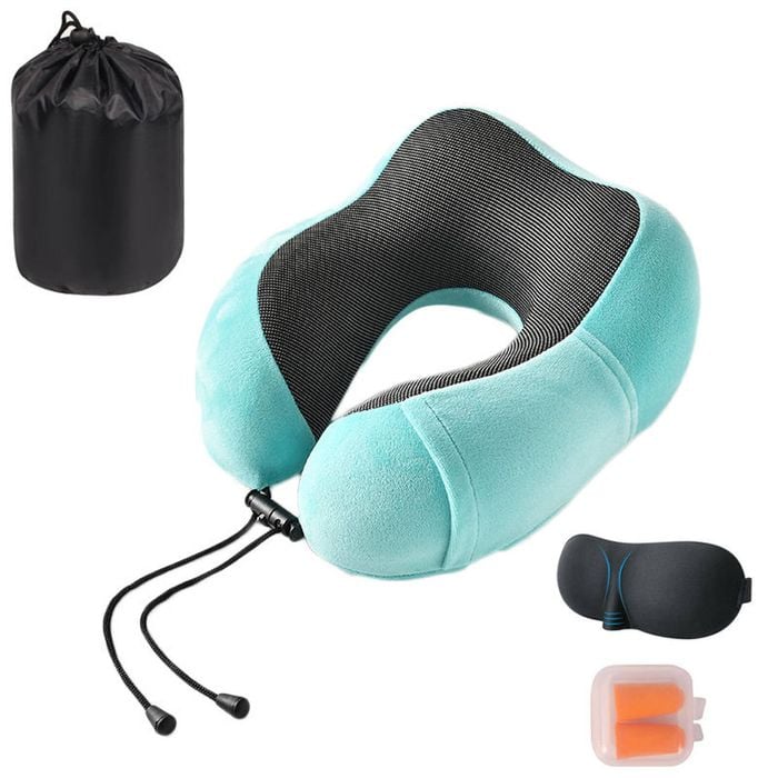 Catzon Travel Neck Pillow Premium Memory Foam-Lake Blue