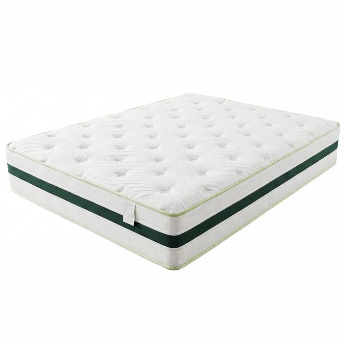 Advwin 32CM Double Size Hybrid Mattress Medium Firm Feel Pocket Springs, White & Green