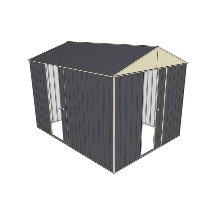 Build-a-Shed 2.3 x 3.0 x 2.3m Front Gable Two Single Sliding Doors Shed - Grey