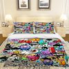 3D Graffiti Rock Colorful Monster Quilt Cover Set Bedding Set Duvet Cover Pillowcases LXL