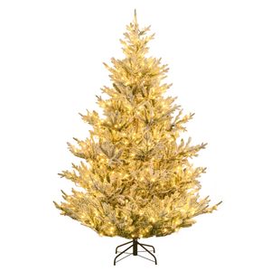 Costway 2.1M Snow Flocked Artificial Christmas Tree  8 + 5 Lighting Modes w/Auto Timer