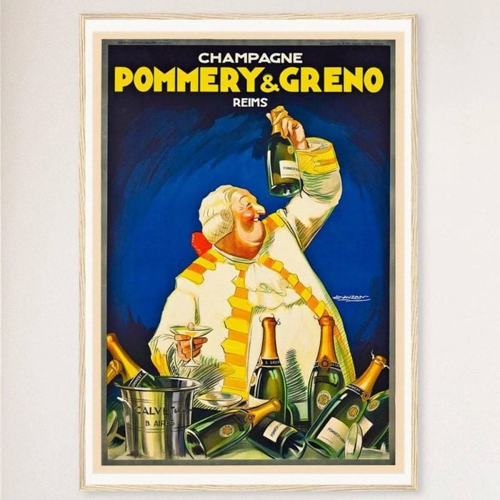 Galrie Vintage Champagne Pommery and Greno Reims Advertising Poster for Home Decor, Wood Frame, A3 30 x 42cm (12 x 16inch)