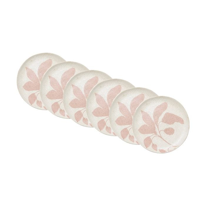 6pk Ecology Hand Drawn Floral Silhouettes Cecile Side Plate Pink 22cm