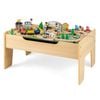 Costway Kids Activity Table Wooden Construction Play Desk Train Playset