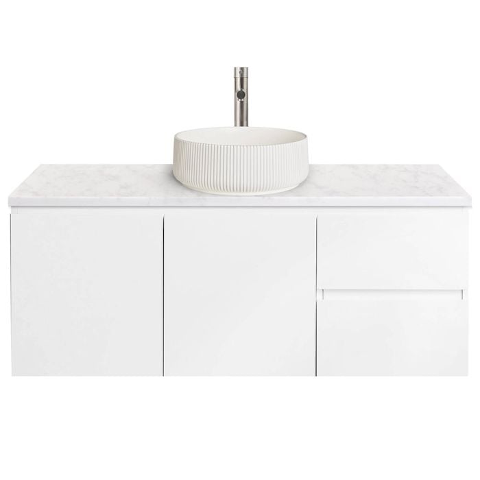 CIBO 1200mm White Lume Wall Hung Bathroom Vanity With White Basin