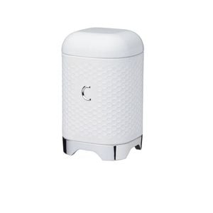 Lovello Carbon Steel Retro Coffee Canister w/ Geometric Finish Ice White