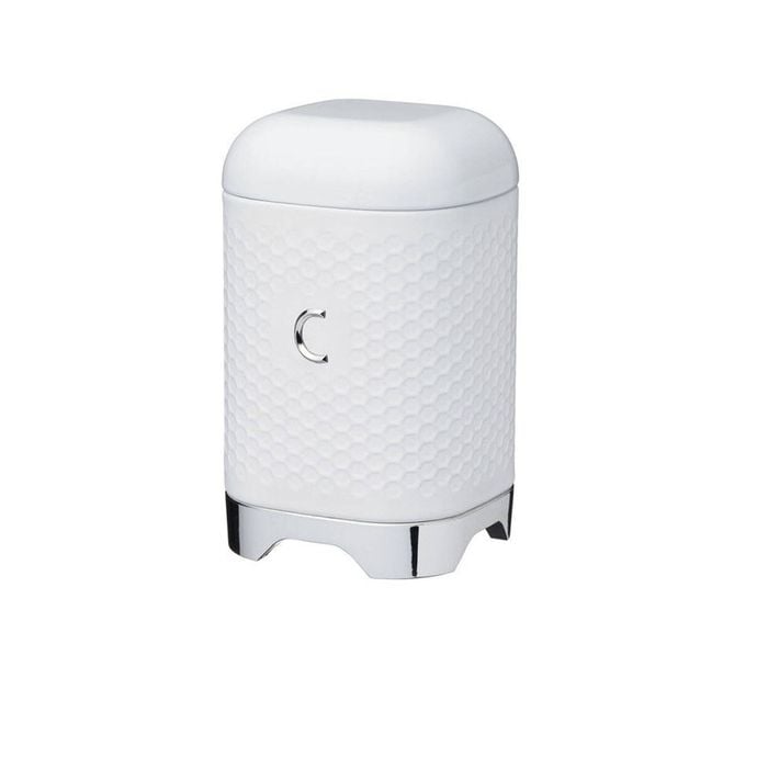 Lovello Carbon Steel Retro Coffee Canister w/ Geometric Finish Ice White
