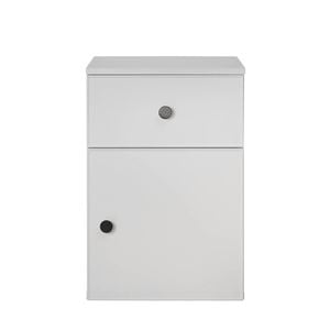 European Cabinetry White Slim Round Black Handles Porto Bedside Table