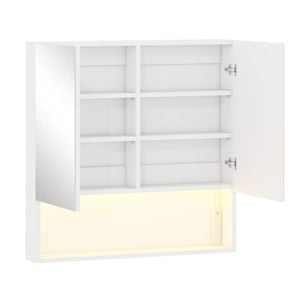 Advwin 750 x 750mm Cabinet LED Medicine Storage Unit Mirror Shaving Cupboard w/ Motion Sensor Light White