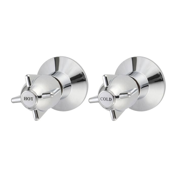 Shaw & Mason Chrome Zinc Die Cast Handle Wall Top Assembly - Pair