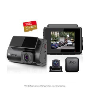 Elinz 2 CH Dash Cam 4K+1080P WiFi GPS Supercapacitor Sony Starvis 32GB U3 Card