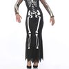 Long Womens Skeleton Print Halloween Costume - Small