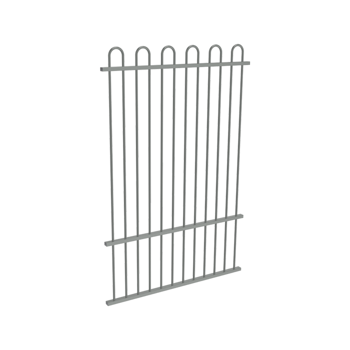 ProtectorAl 350 - 1200 x 1800mm Palladium Silver Aluminium Loop Top Pool Fence Panel With Mid Rail