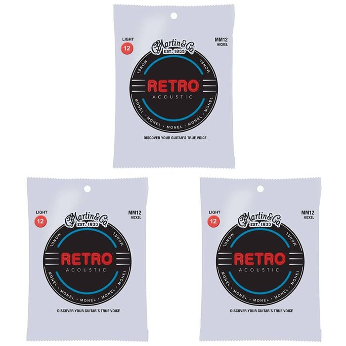 3PK Martin Guitar MM12 Retro Acoustic 6 Strings Monel Light Gauge