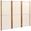 vidaXL 3-Panel Room Divider Cream White Privacy Screen Partition Separator