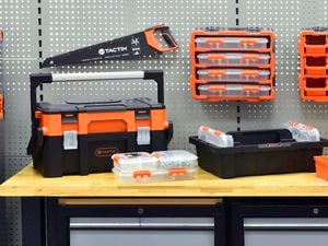 Black and orange storage boxes.