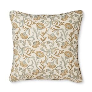 Summer Garden Orange/Blue Block Print Cushion