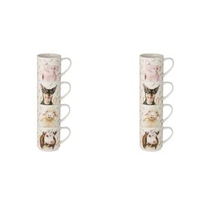 2x 4pc Ashdene Farmyard Faces New Bone China Stackable Mug