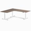 Desky L-shape Sit To Stand Natural Walnut Melamine Desk 2000x1800mm - Left Return Height Adjustable White Leg