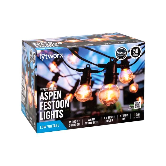 Lytworx 50 Warm White Connectable Aspen Festoon Lights