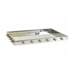 SS Collective Milano Decorative Rectangle Tray With Steel Gold Knobs 44x28cm