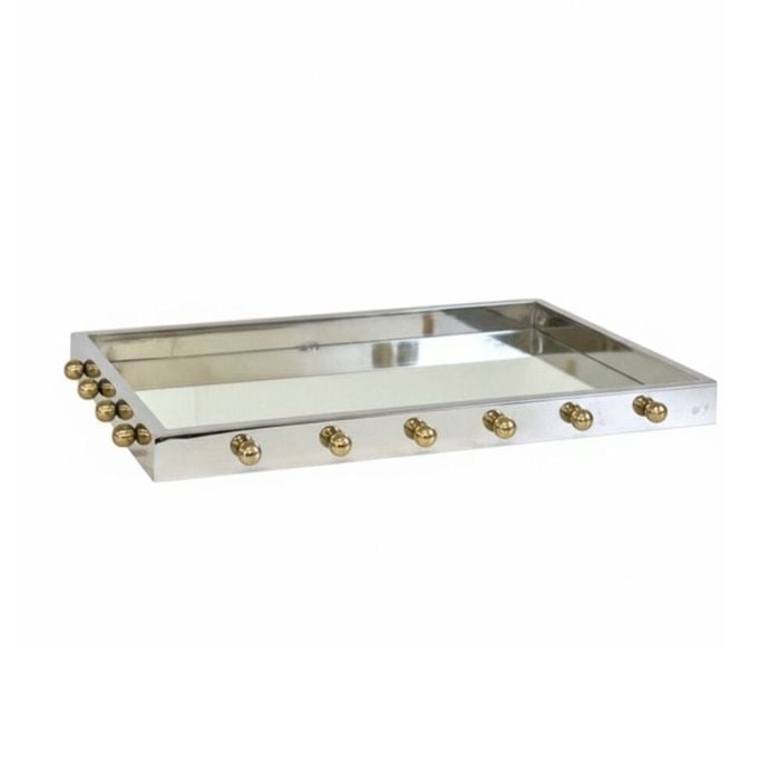 SS Collective Milano Decorative Rectangle Tray With Steel Gold Knobs 44x28cm