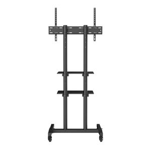 P&P Black Rolling TV Stand 32-70 Inch Mobile Cart Dual Shelf Mount