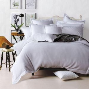CottonMore 100% Premium Cotton White Waffle Quilt Cover Set 5cm Tailored edge - Queen