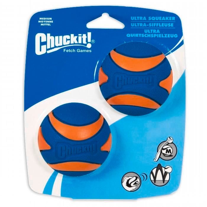 ChuckIt! Medium 6cm 2 Pack of Ultra Squeaker Dog & Puppy Ball Toy (Chuck It)